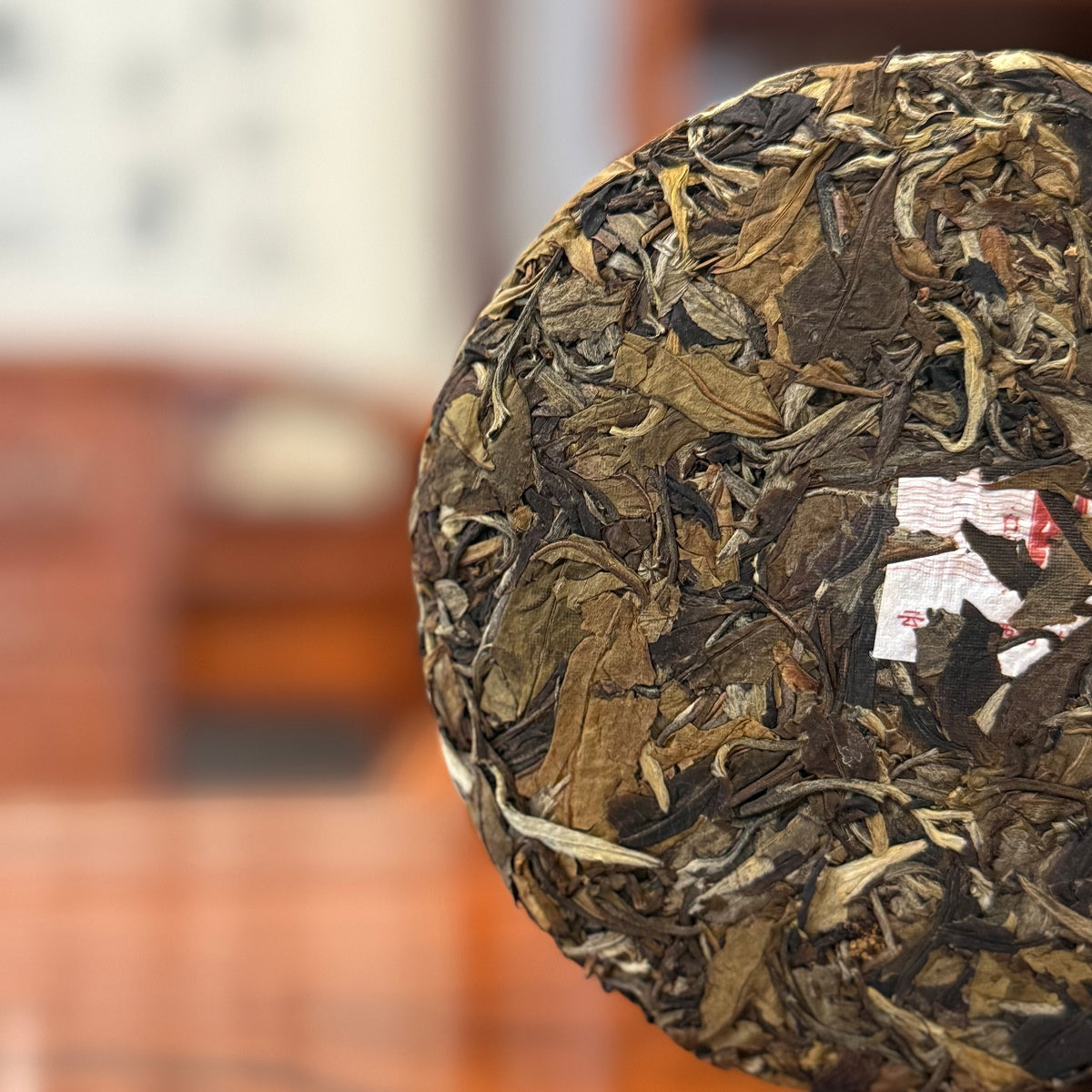 2019 Yunnan Aged White Tea Cake - Close-Up of Dry Leaves