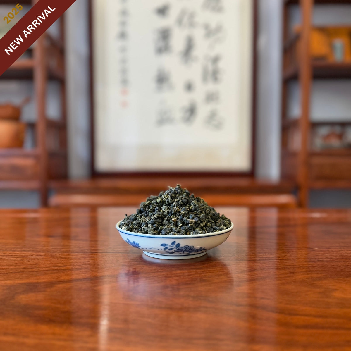 Fujian Oolong Tea (Taiwanese variety) displayed at a traditional tea house at origin