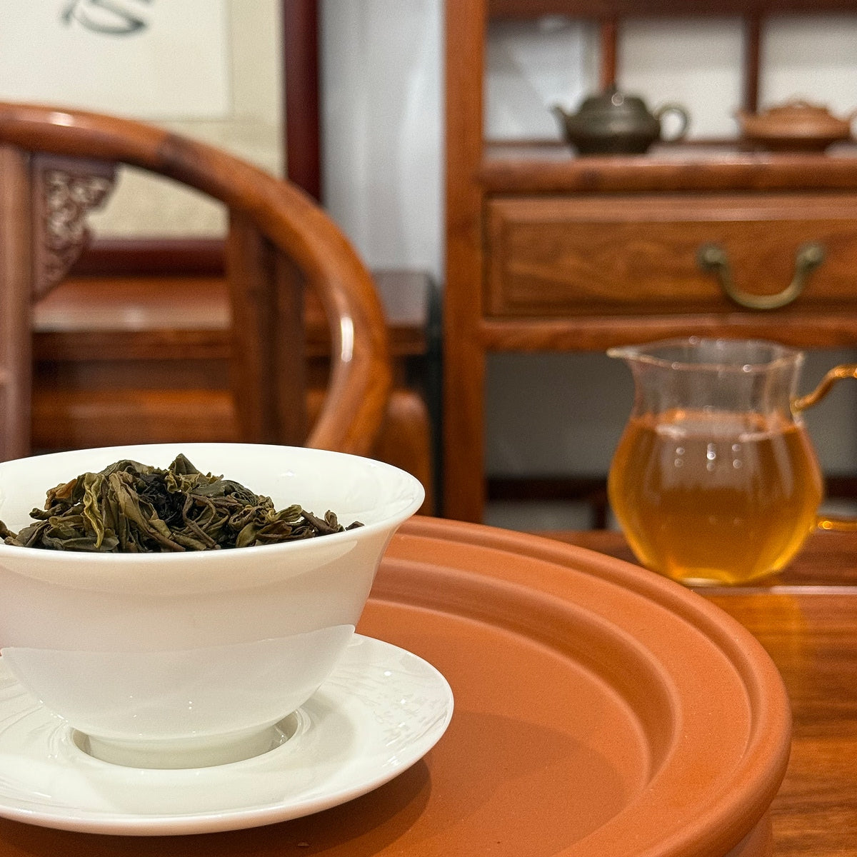 Brewing Spring Wild Green Tea - 2023 Premium in a traditional tea house