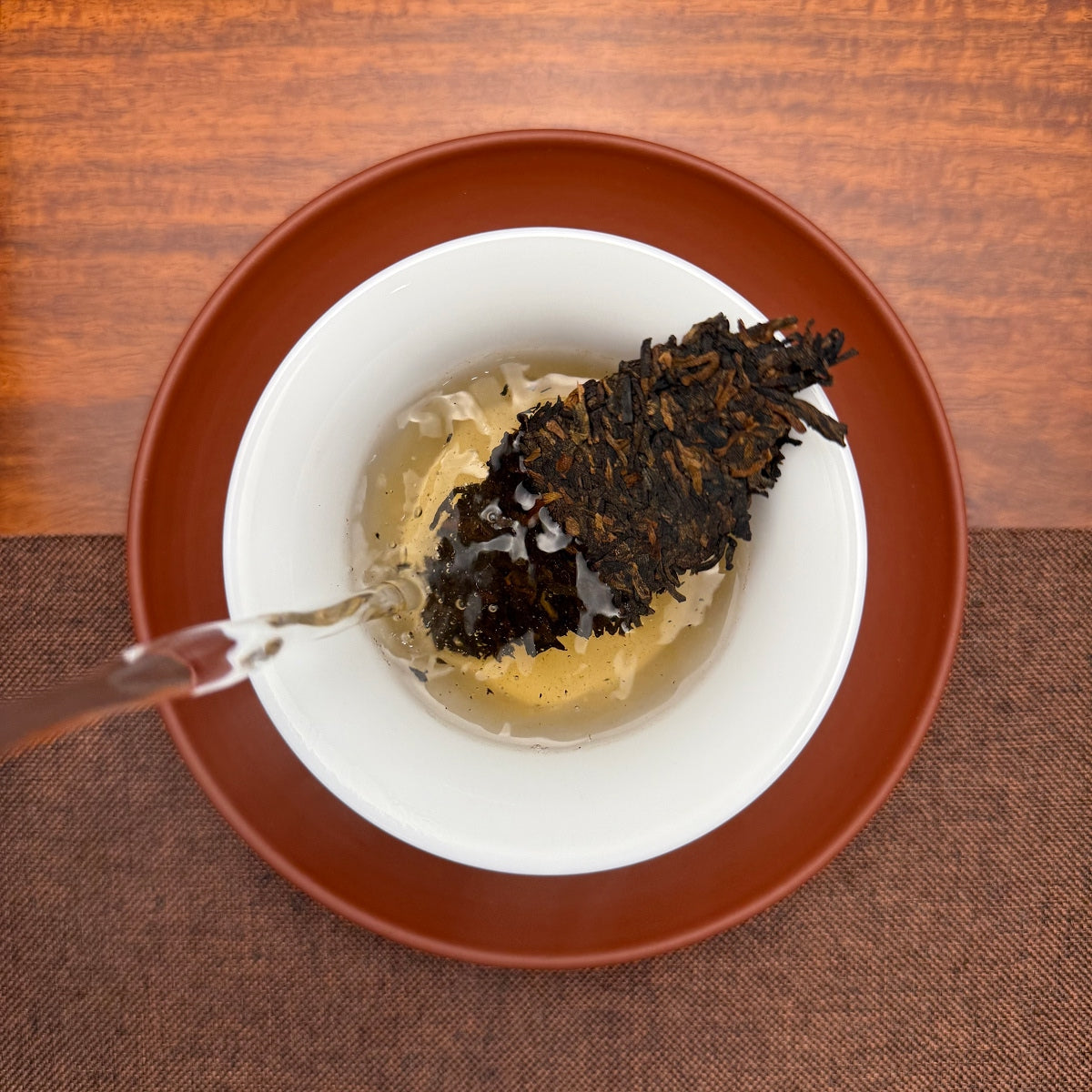 2017 Special-Grade Ripe Pu-erh Tea Cake during traditional Chinese tea brewing
