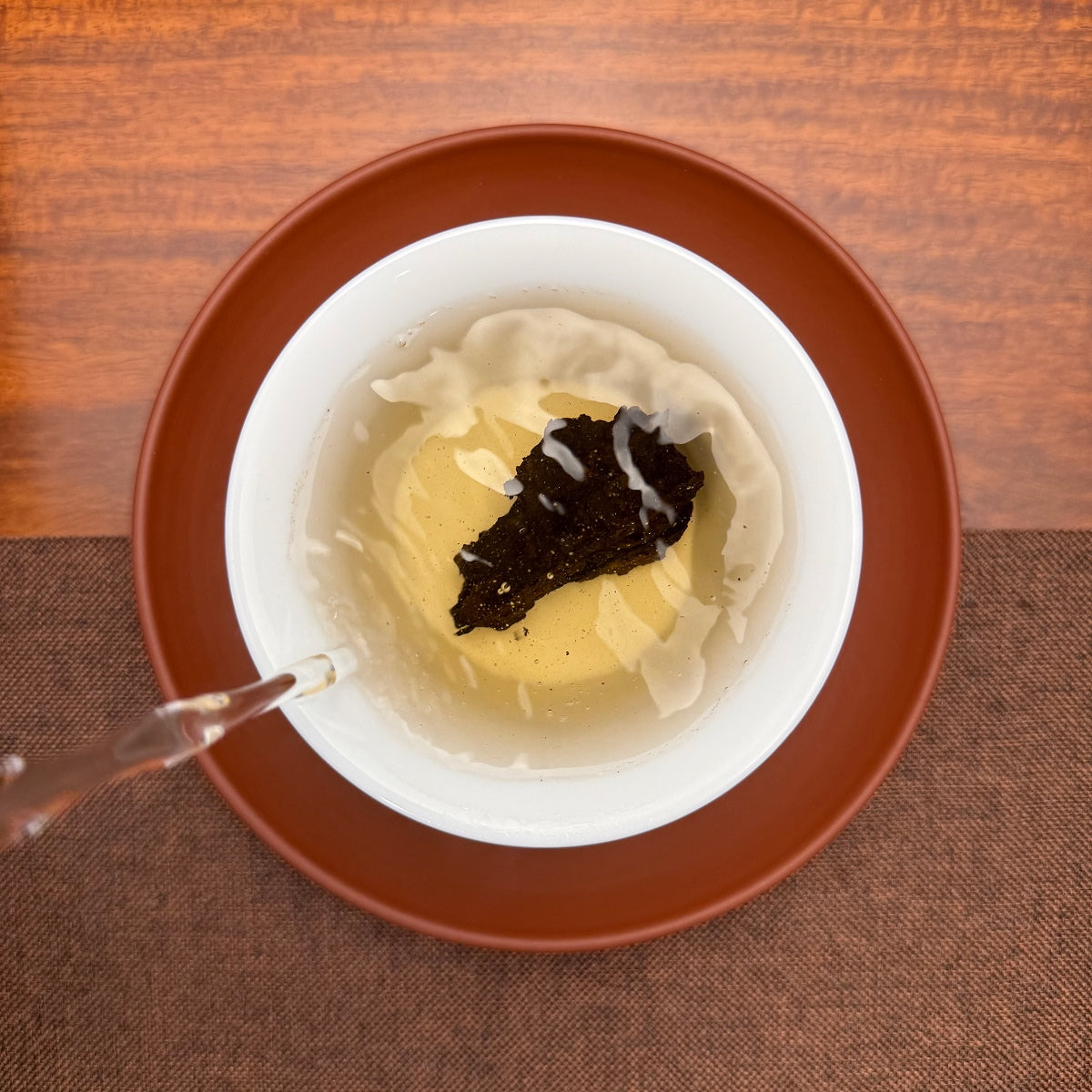 2019 Ripe Pu-erh Tea Brick being brewed at Chinese Tea Group tea house