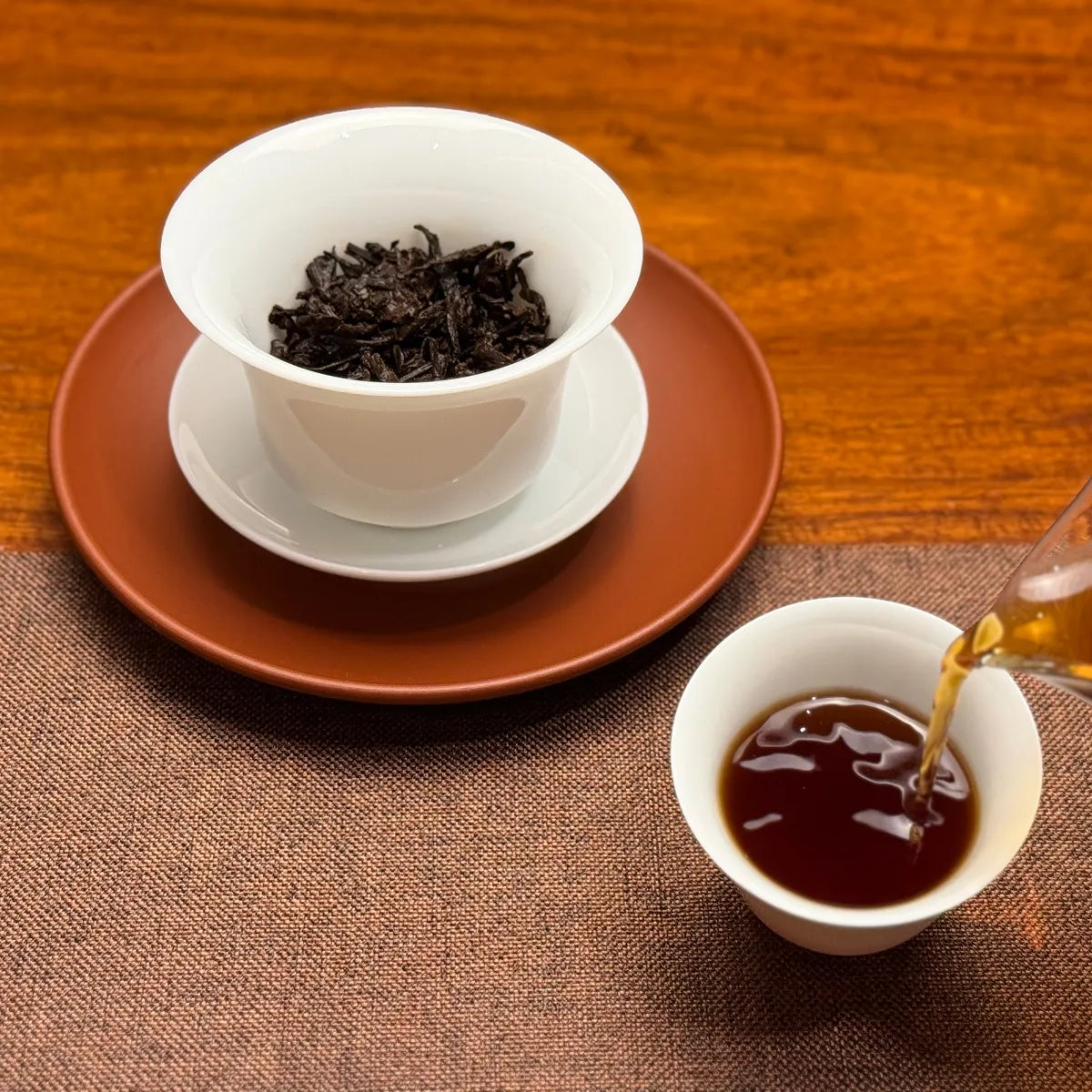 2020 Menghai Ripe Pu-erh Tea Cake (Shou) with deep red liquor similar in color to black tea