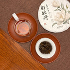 Brewed leaves of 2021 Bai Mu Dan White Tea Cake showing the natural texture of Fuding white tea