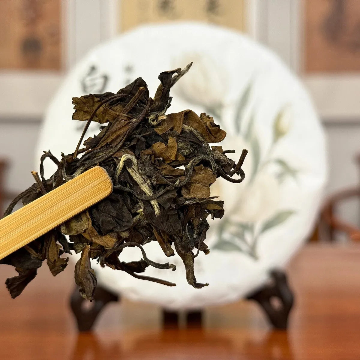 2021 Fuding Bai Mu Dan White Tea Cake (White Peony) sample for tasting Fuding white tea
