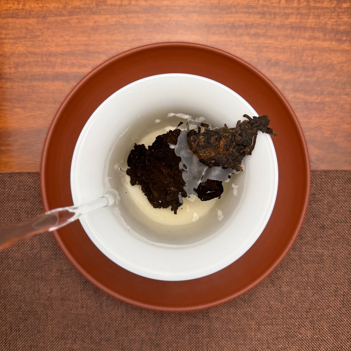 2023 Jingmai Mountain Ancient Tree Ripe Pu-erh Tea Cake (Shou) brewed using the Gongfu tea method at Chinese Tea Group