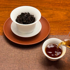 2023 Jingmai Mountain Ancient Tree Ripe Pu-erh Tea Cake (Shou) bright red tea liquor after brewing