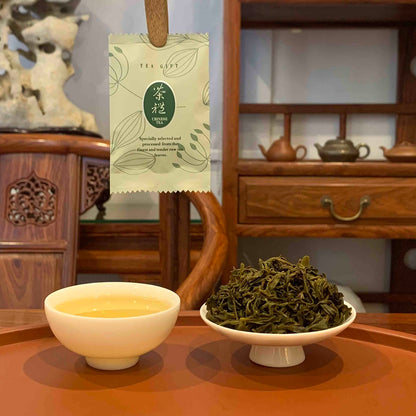 AAA Grade Chinese Green Tea Bags Brewed Leaves and Tea Liquor Display