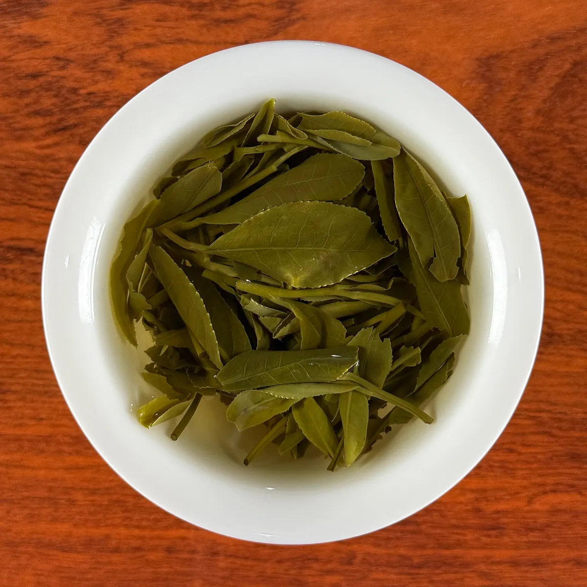 Anji Bai Cha Green Tea (Anji White Tea) Chinese Loose Leaf Tea sample steeping in gaiwan