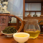 Brewed tea and leaves of Chinese Green Tea Gongfu Sachets, highlighting bright color and fresh flavor