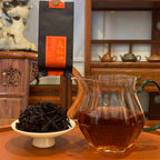 Brewing Oolong Gongfu Tea Sachets Da Hong Pao in a traditional Chinese tea house, displaying rich amber tea liquor