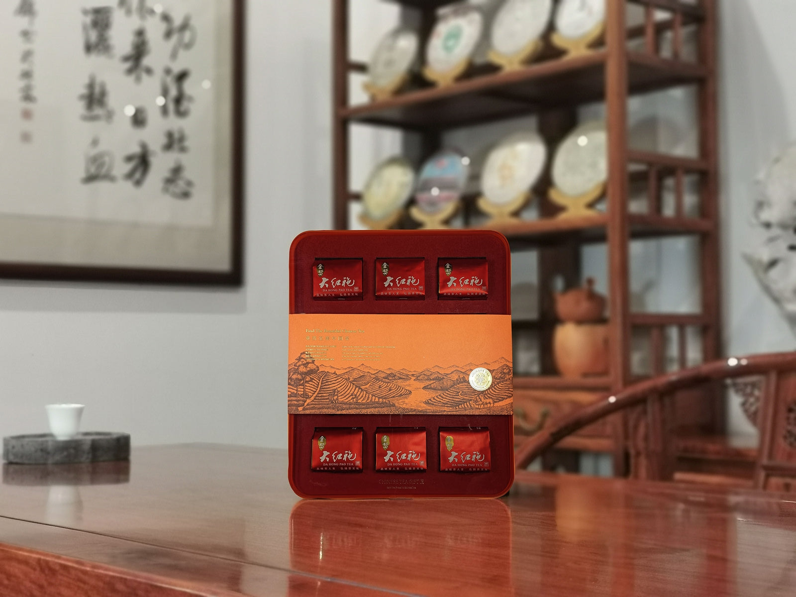 Selected Tea Gift Box from China – Da Hong Pao displayed at Chinese Tea Group teahouse