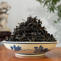 Close-up of Phoenix Dan Cong Oolong Tea Da Wu Ye (Big Dark Leaf) sample