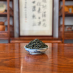 Fujian Oolong Tea (Taiwanese variety) displayed at a traditional tea house at origin