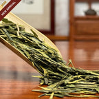 Long Jing Green Tea (Dragon Well) dry leaves from authentic West Lake Chinese tea origin