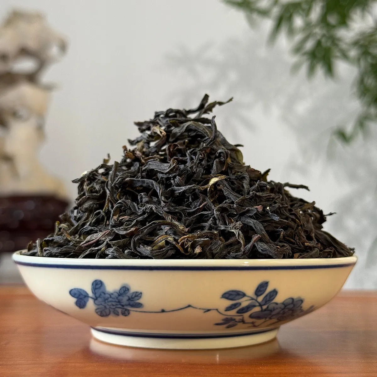 Close-up of Mi Lan Xiang (Honey Orchid Aroma) Dan Cong Phoenix Oolong tea leaves