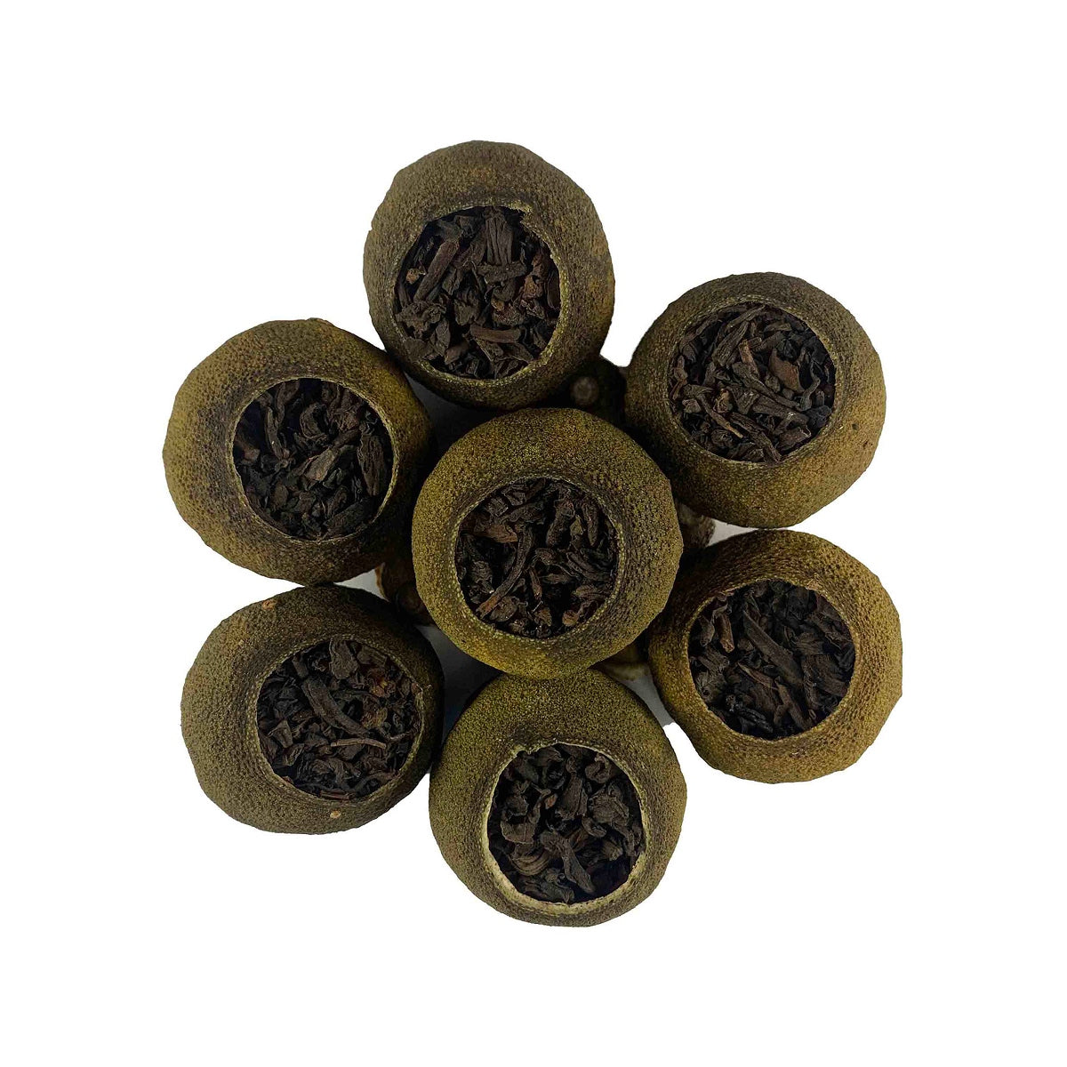 Close-up of Tangerine Pu-erh Tea Sample (Xiao Qing Gan) – 2024