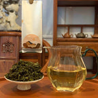 Brewing Tie Guan Yin Oolong Gongfu Tea Sachets in a traditional Chinese tea house, displaying rich amber tea liquor