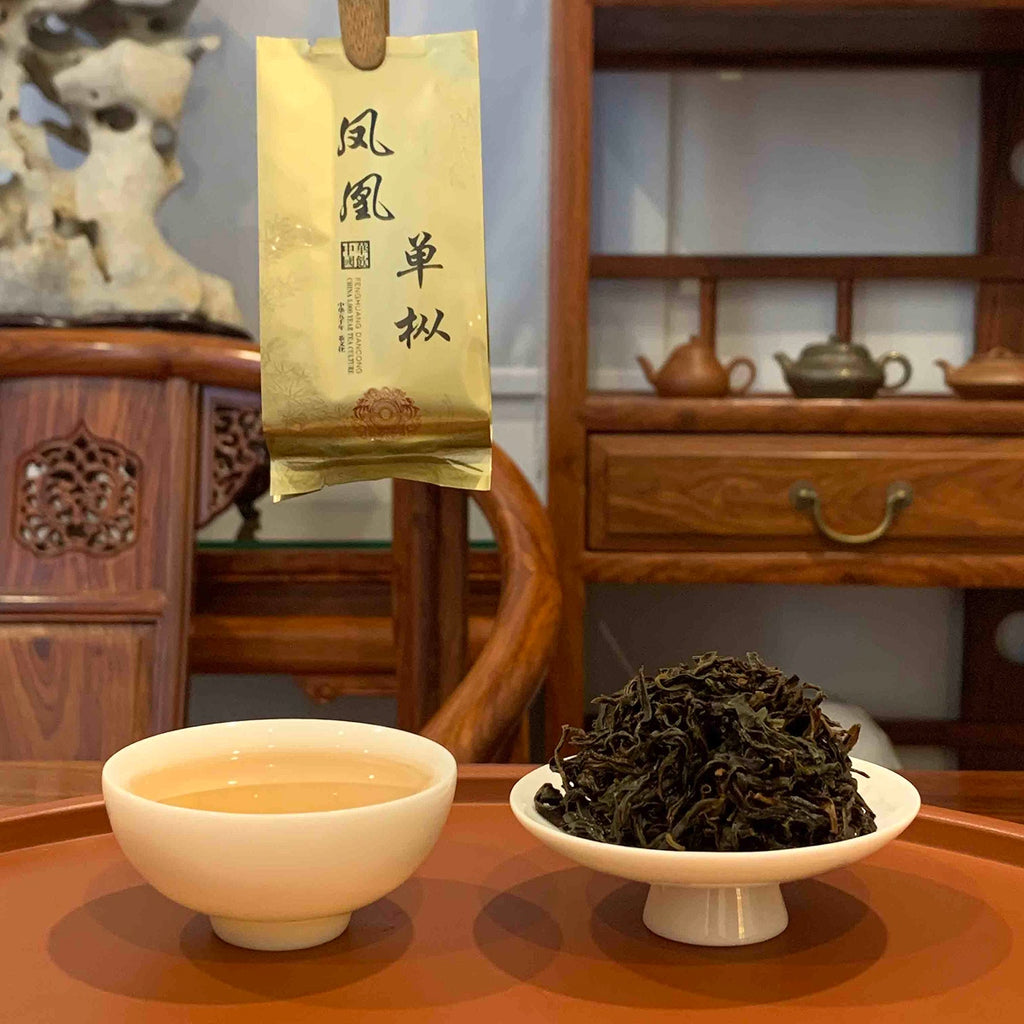 Brewed leaves of Dan Cong Oolong Gongfu Tea Sachets, showing texture and fragrant aroma
