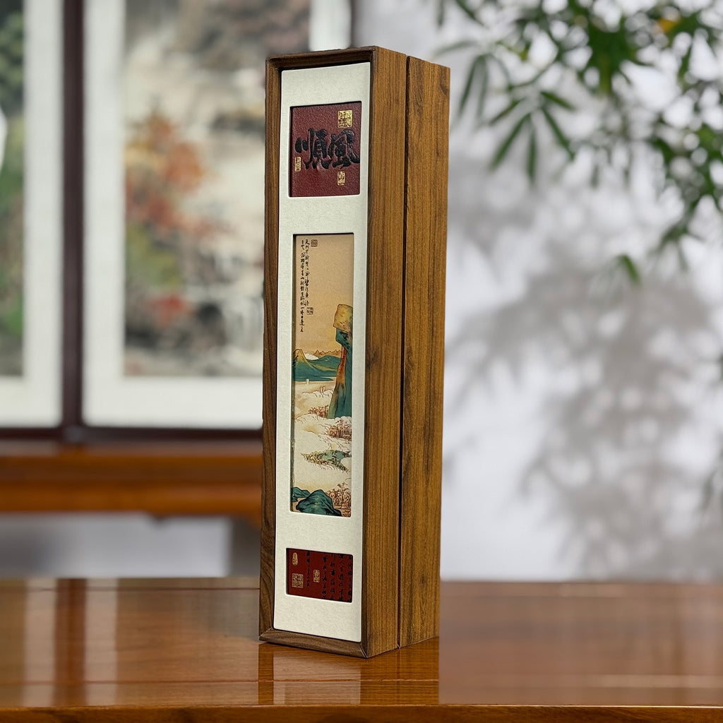 Side view of Wuyi Oolong Tea Gift Box – Da Hong Pao, showing festive New Year design