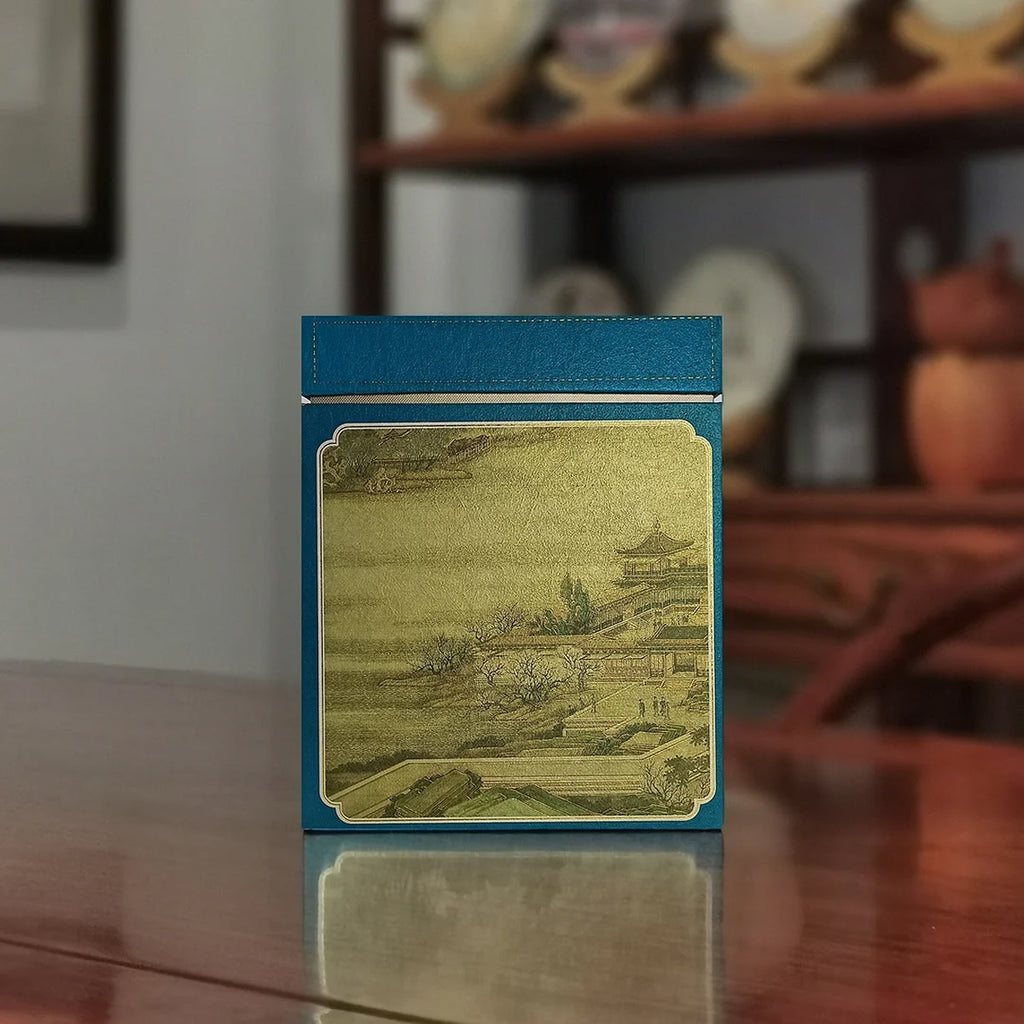 Yunnan Loose Leaf Raw Pu-erh Tea Gift Box – 2017 Aged with elegant pavilion artwork